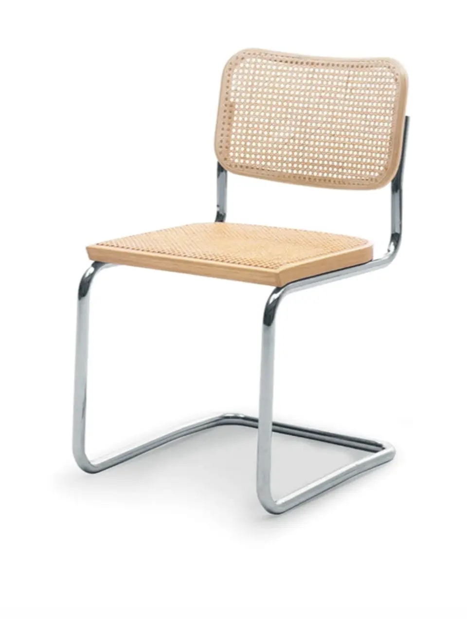 Cadeira ícone de design Cesca em aço tubular com costas e assento em palhinha