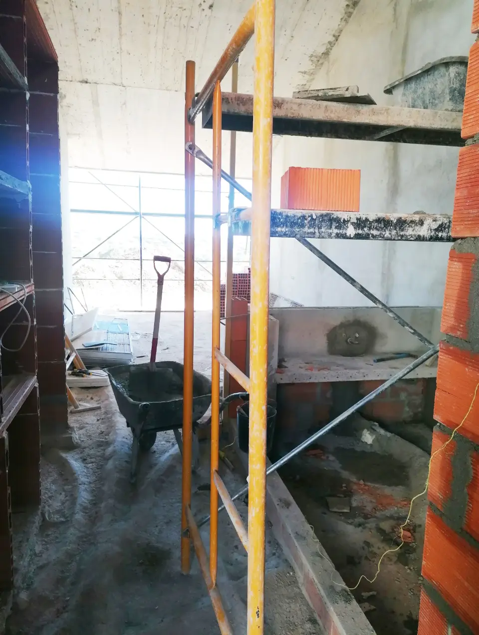 Construction project currently in the wall-building phase 