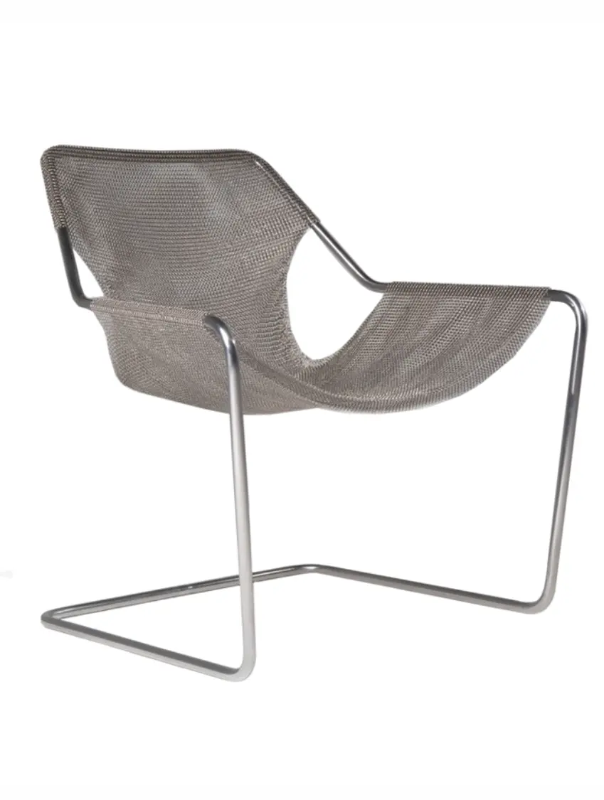 Cadeira ícone design Paulistano emaço tubular e malha de aço