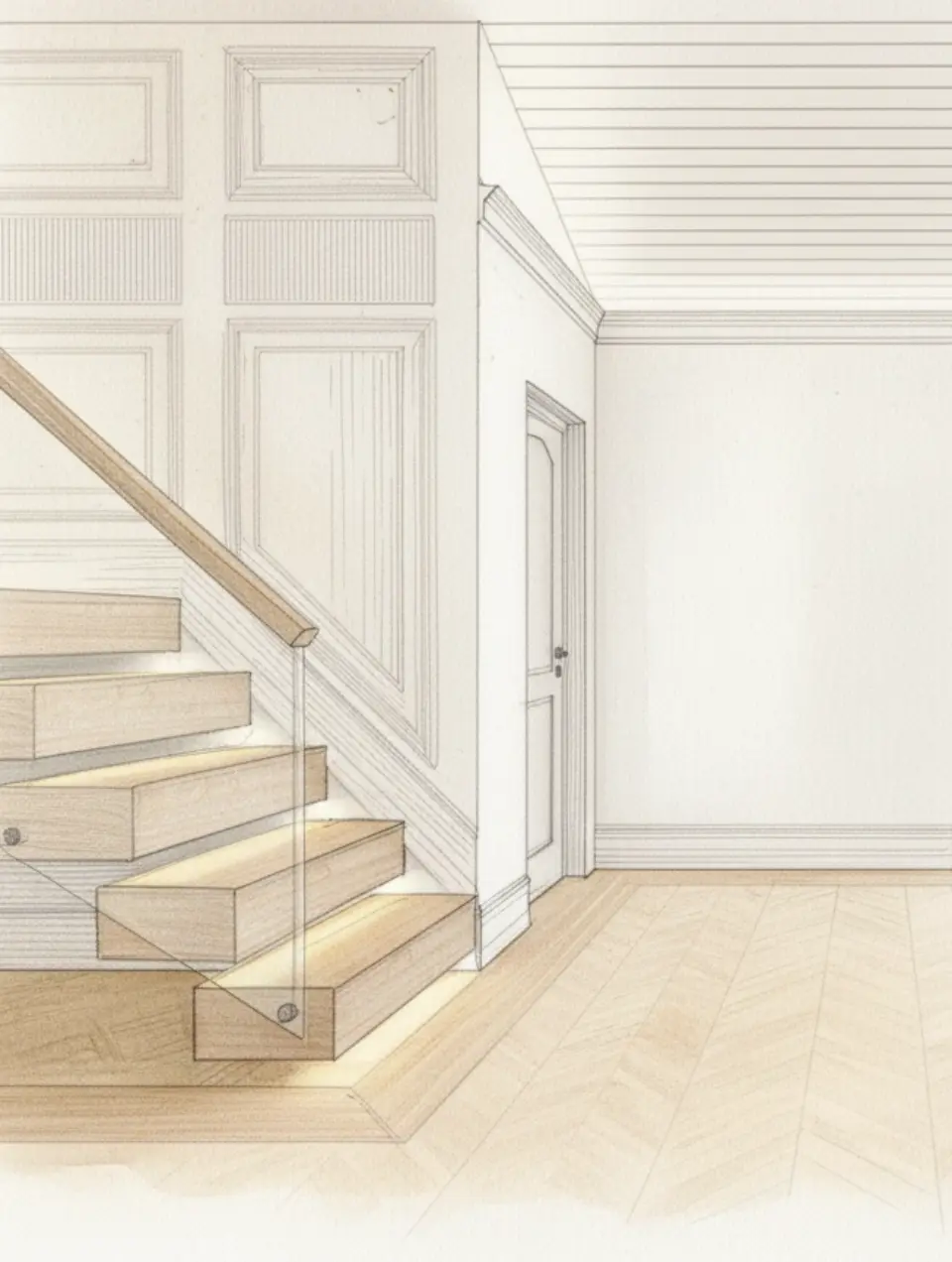 Staircase layout for a home renovation project by Margarida Bugarim Interiores