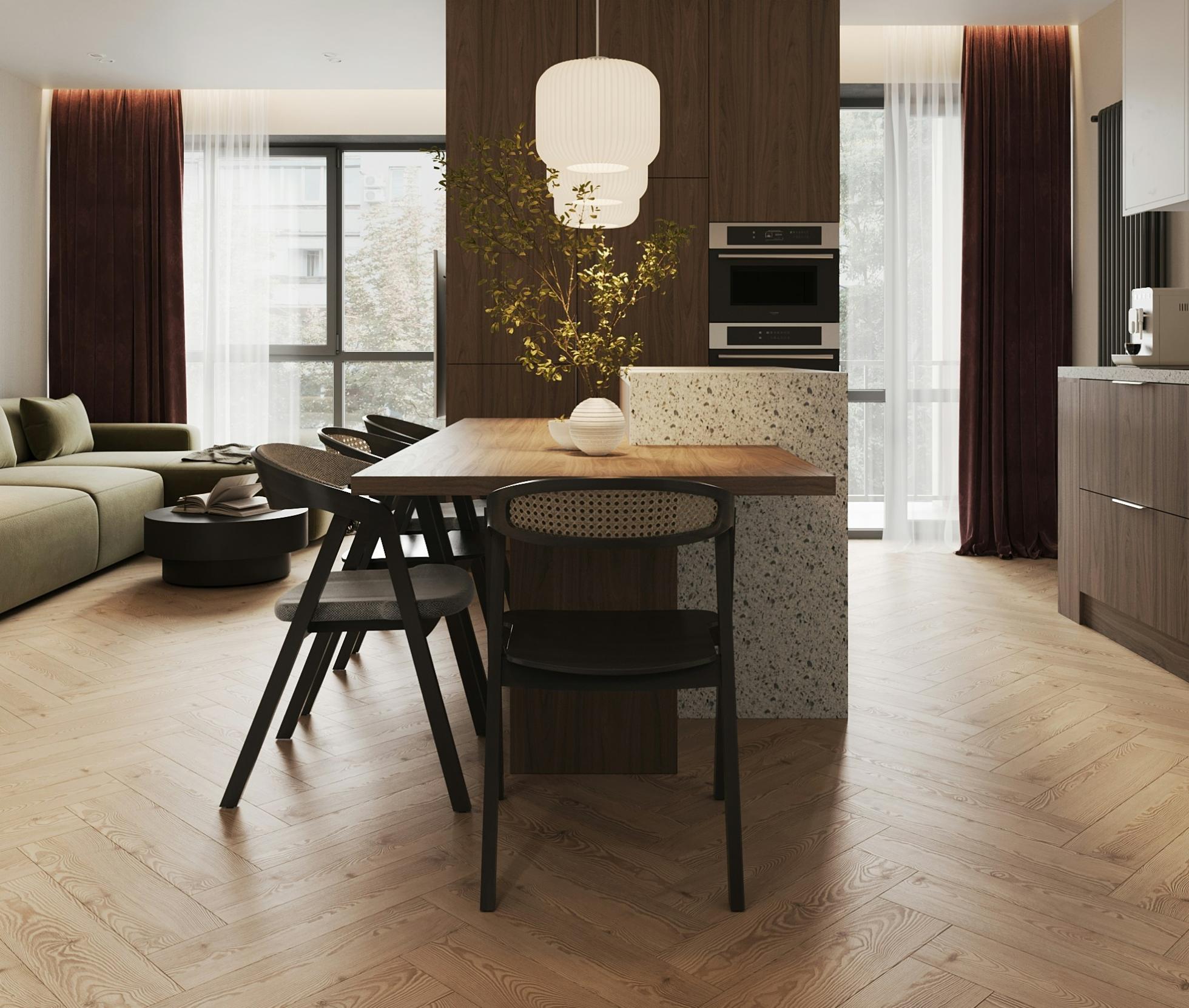 Design de interiores de cozinha em open space